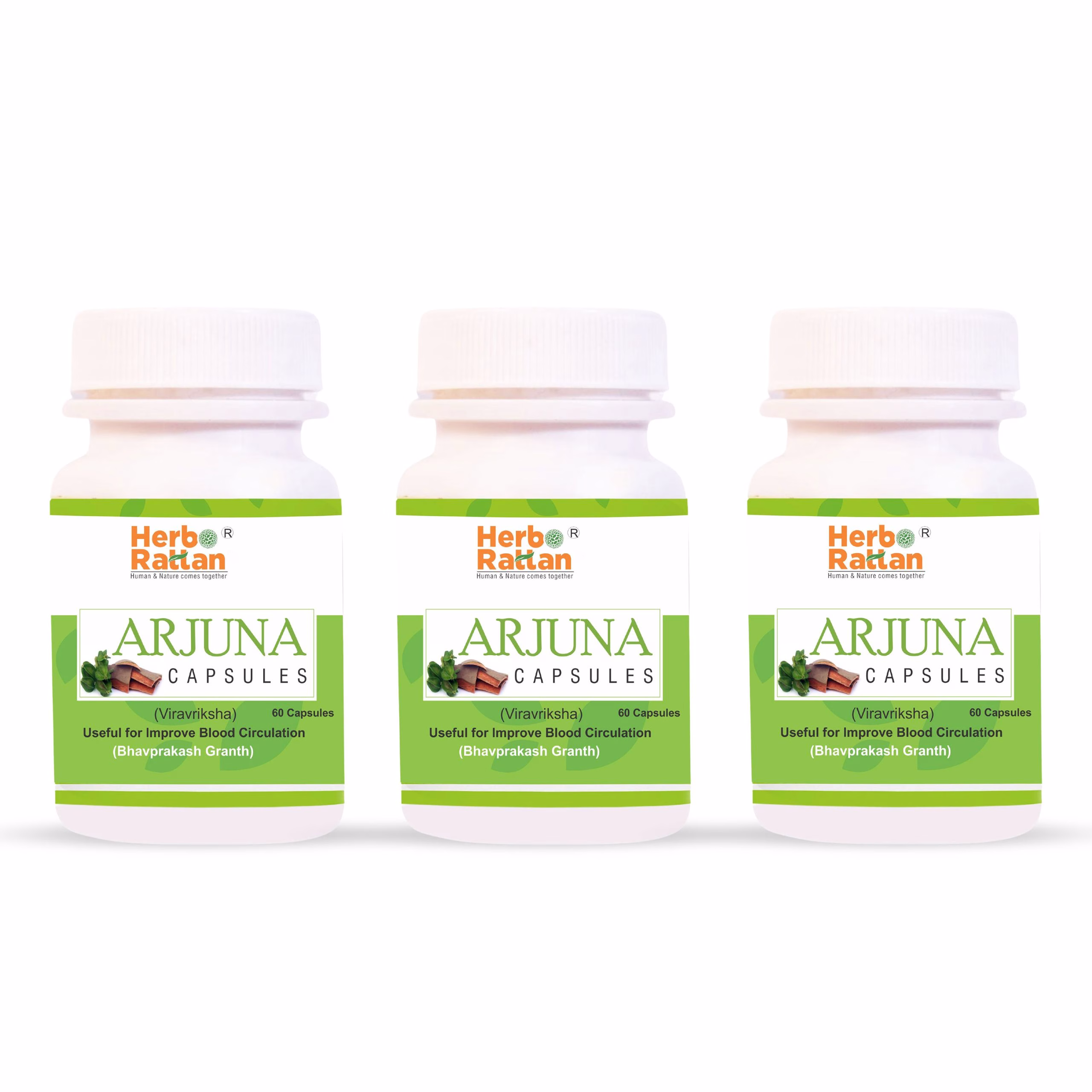Herbo Rattan Arjuna Capsules 60 Capsules - Pack of 3 for Enhanced Heart Health