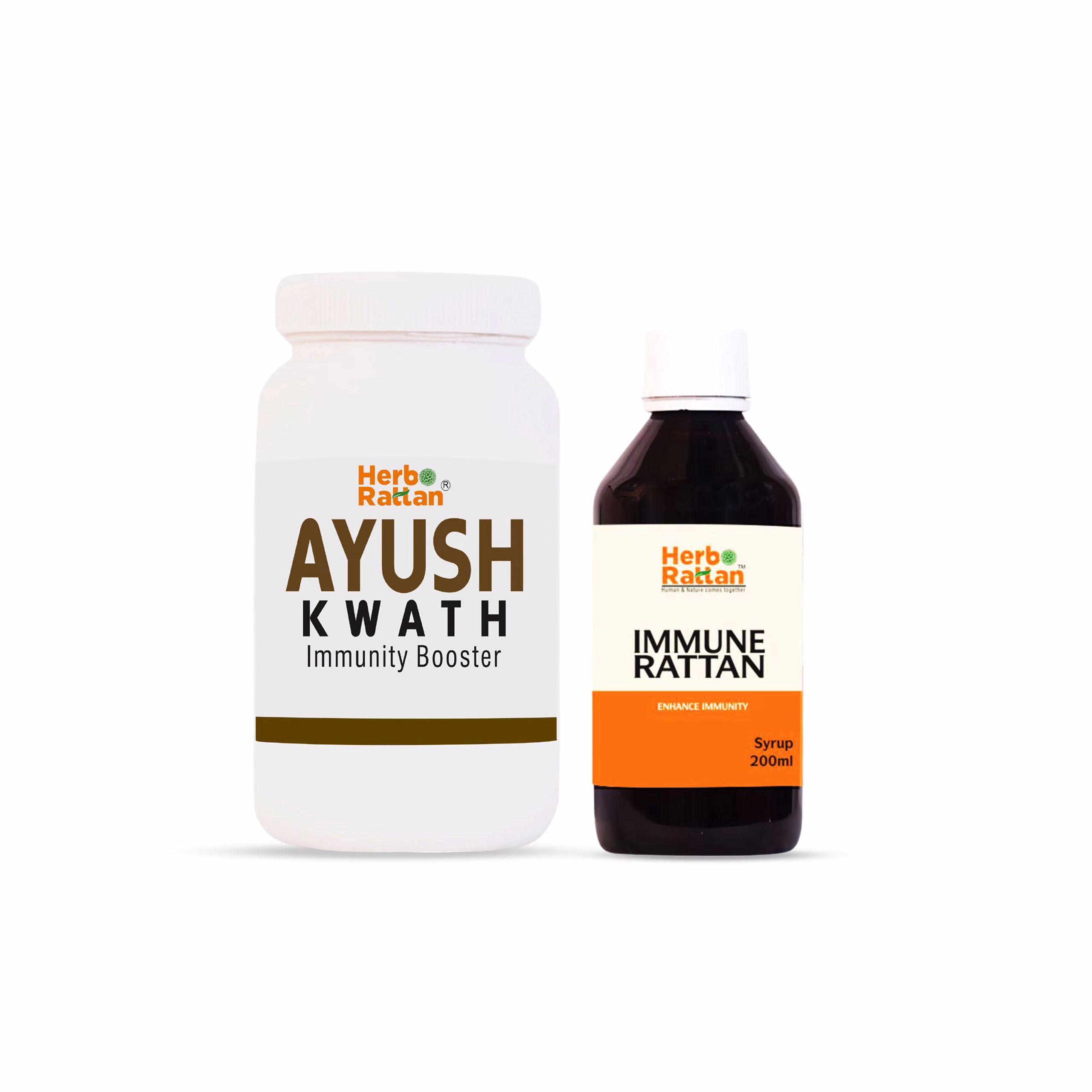 Herbo Rattan Ayush Kwath 100gm with Immune Rattan Syrup 200ml for Natural Immunity Support