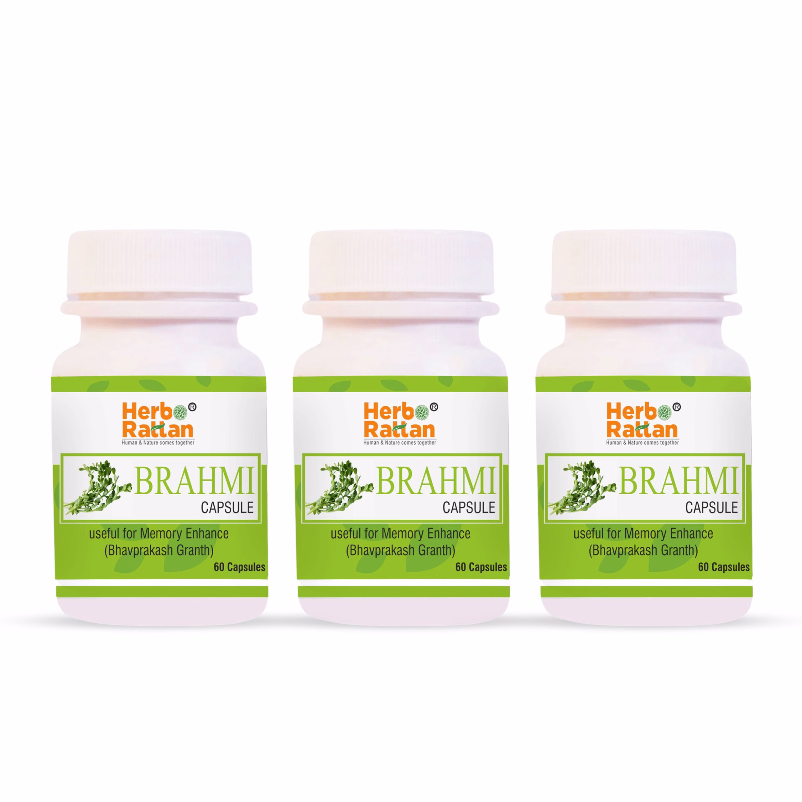 Herbo Rattan Brahmi Capsule 60 Capsules - Triple Pack for Mental Clarity