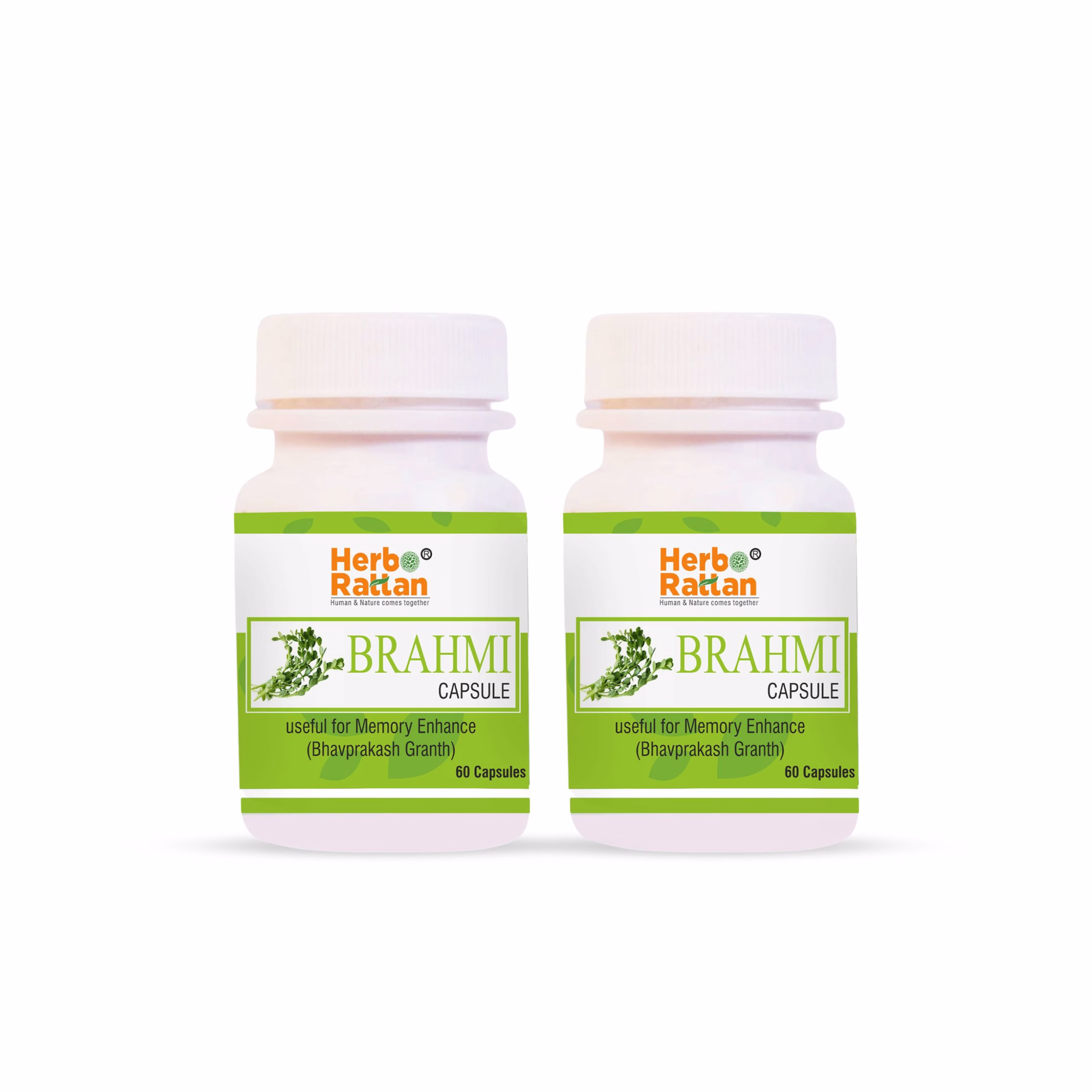 Herbo Rattan Brahmi Capsule 60 Capsules - Dual Pack for Brain Function Support