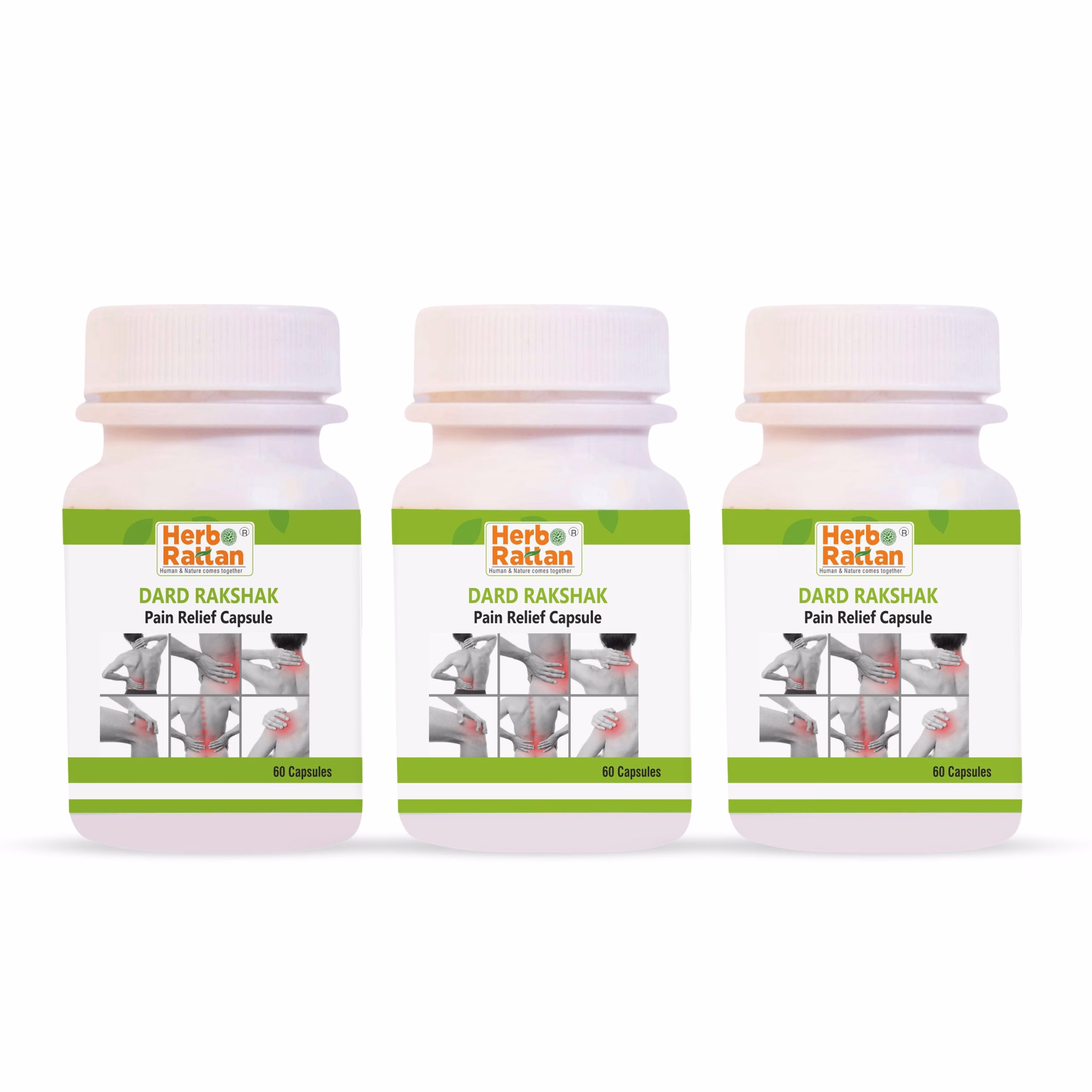 Triple Pack of Herbo Rattan Dard Rakshak Pain Relief Capsules for Muscle and Joint Comfort