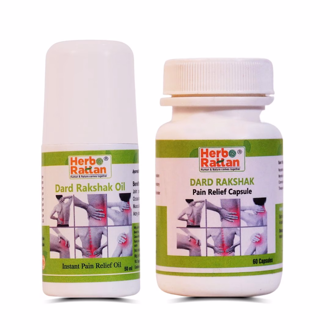 Herbo Rattan Dard Rakshak Oil 50ml with Pain Relief Capsule 60 Capsules for Joint & Muscle Relief