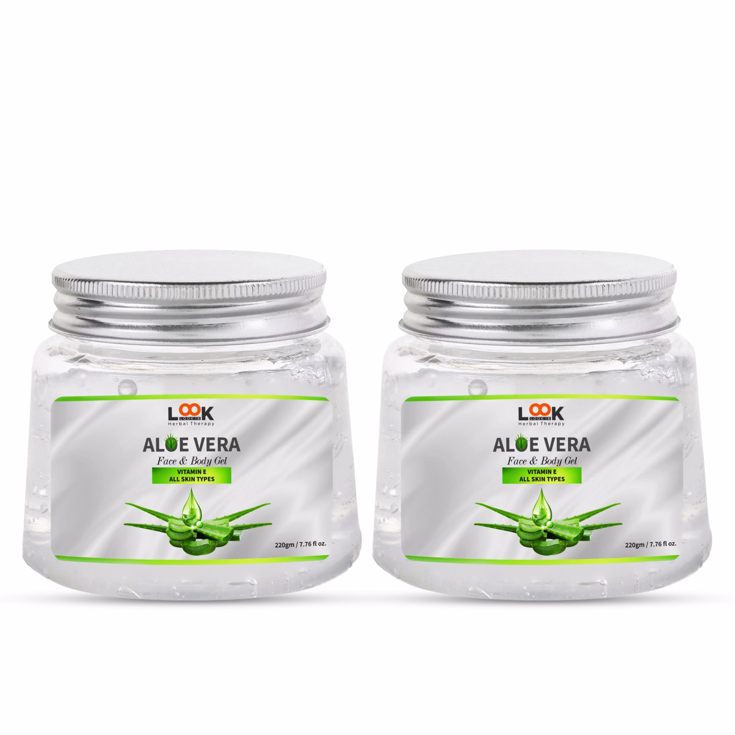 Look 18 Aloe Vera Face and Body Gel 220gm Pack of 2 for Hydration and Skin Nourishment