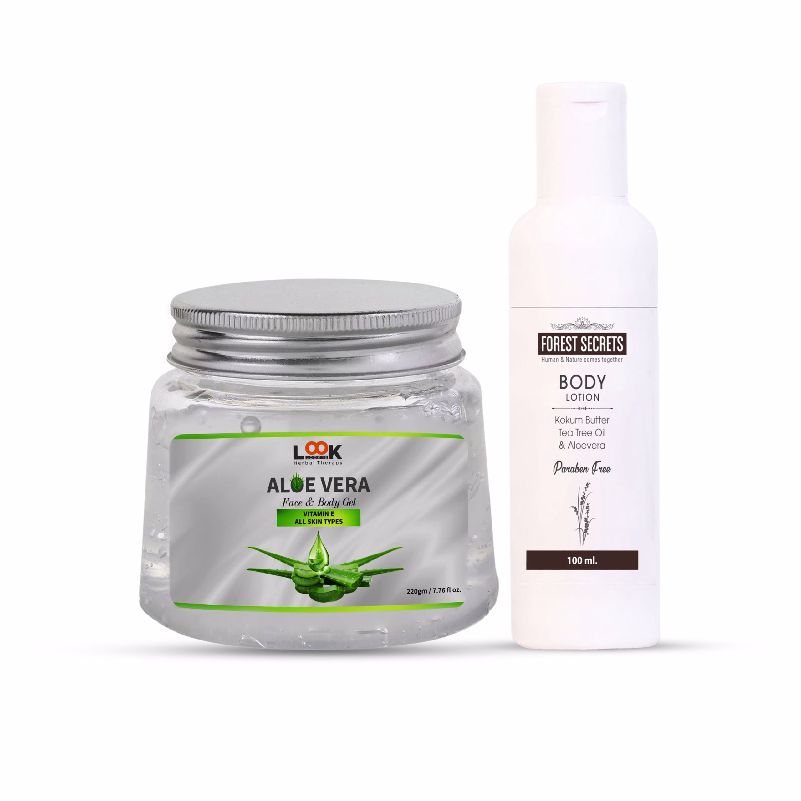 Look 18 Face and Body Gel 220gm and Farm Secrets Body Lotion 100ml Combo