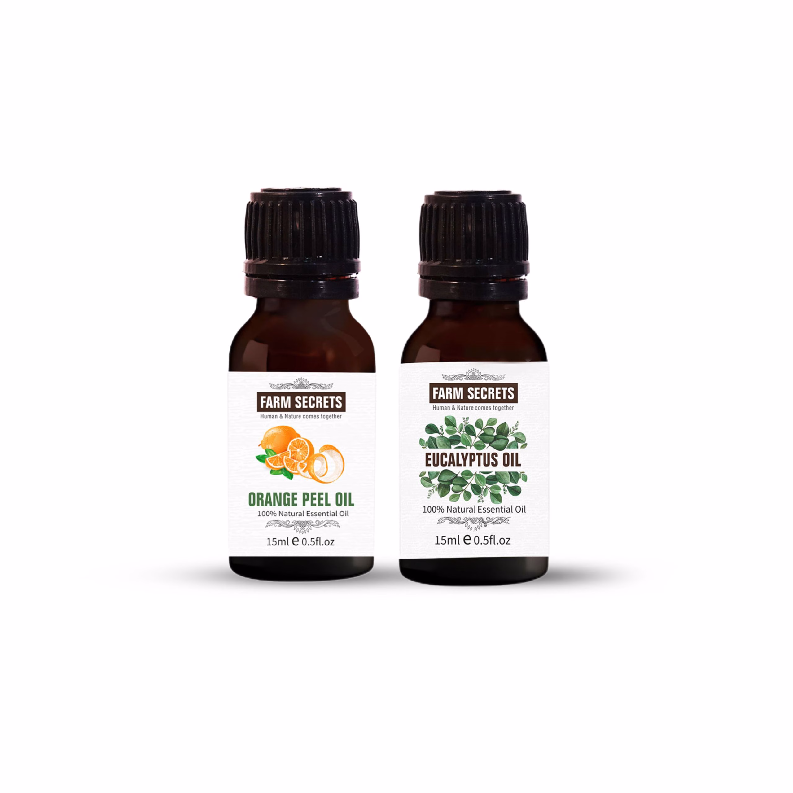 Farm Secrets Eucalyptus Oil 15ml and Orange Peel Oil 15ml Combo for Aromatherapy and Wellness