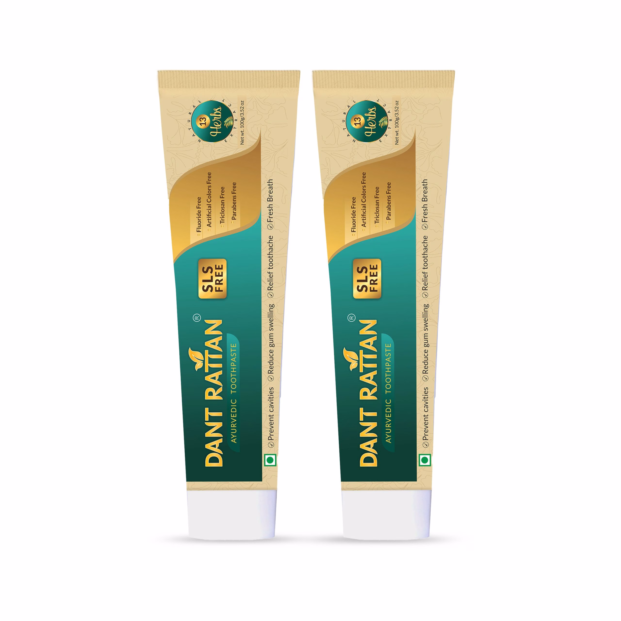 SLS-free herbal toothpaste pack for sensitive teeth and gum health.