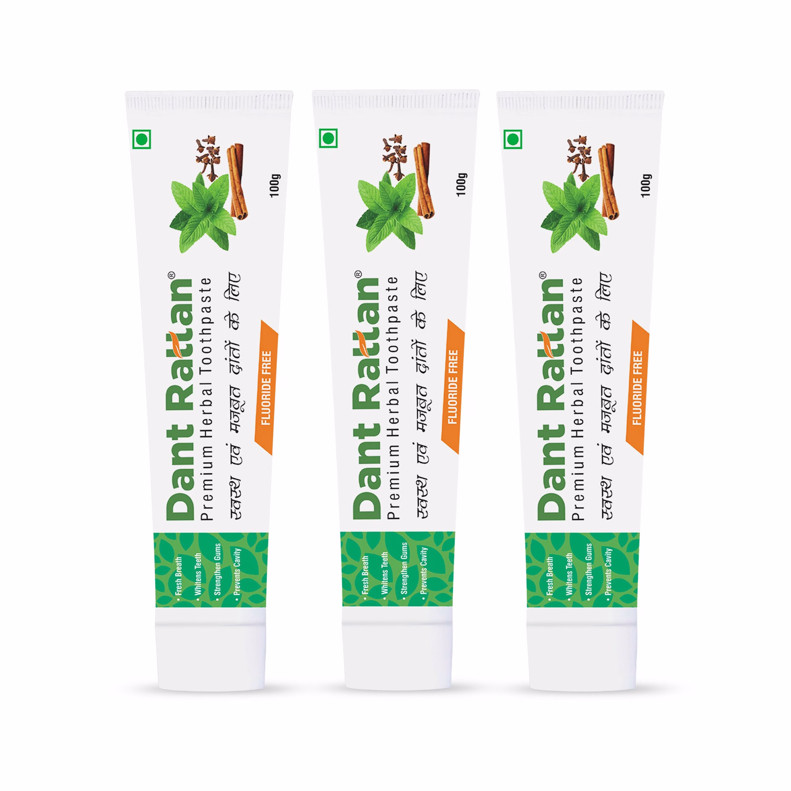 Pack of three herbal toothpastes for whitening