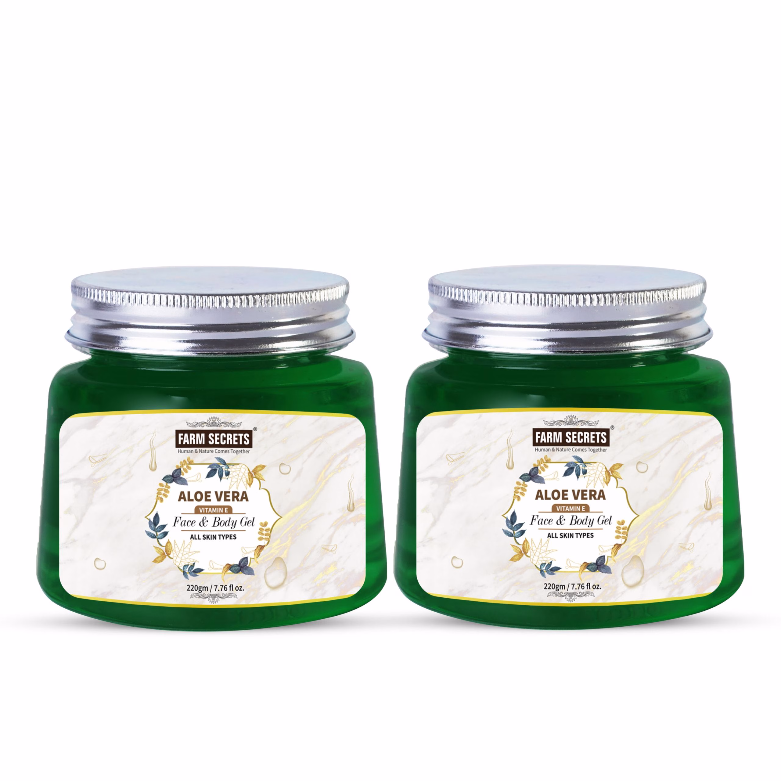 Farm Secrets Aloe Vera Gel Pack of 2 for face and body hydration – 220gm