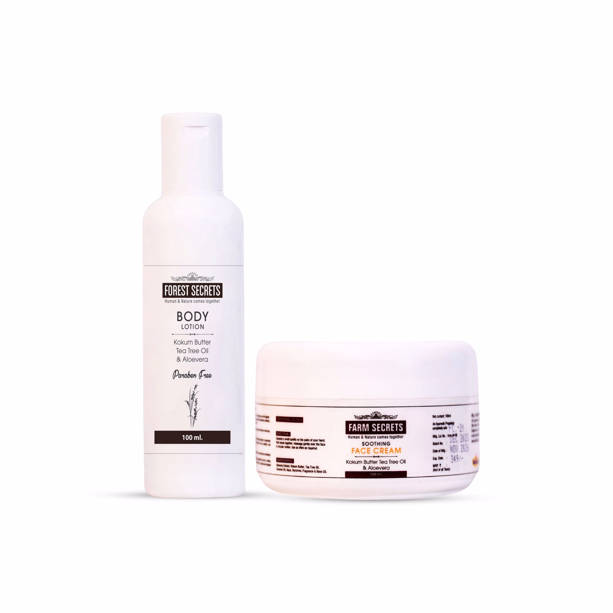 Farm Secrets Body Lotion 100ml and Soothing Face Cream 100ml for radiant