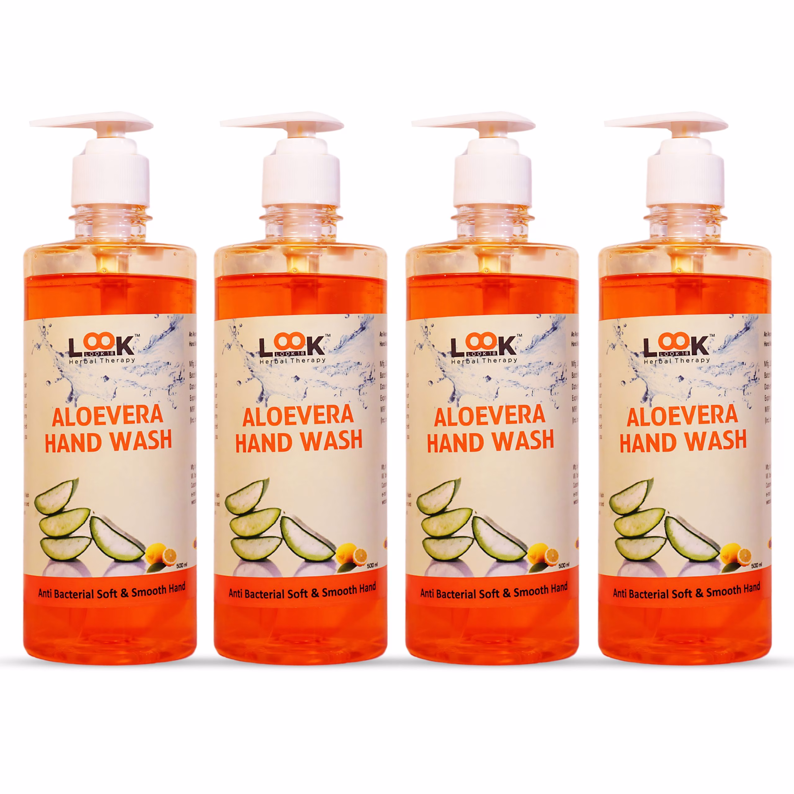 Look 18 Aloe Vera Hand Wash 500ml Pack of 4 for soft and clean hands
