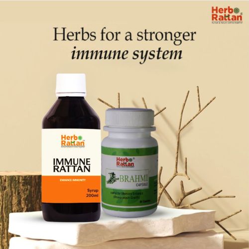 Herbo Rattan Brahmi Capsule – 60 Capsules + Immune Rattan Syrup – 200 ml