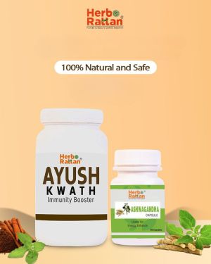 Herbo Rattan Ashwagandha Capsule – 60 Capsules + Ayush Kwath – 100gm