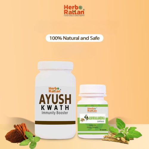 Herbo Rattan Ashwagandha Capsule – 60 Capsules + Ayush Kwath – 100gm