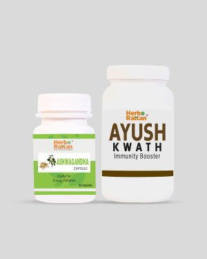 Herbo Rattan Ashwagandha Capsule – 60 Capsules + Ayush Kwath – 100gm