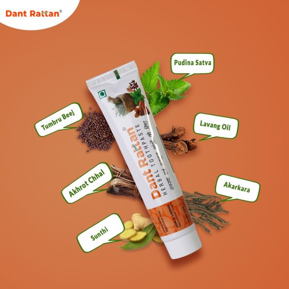 Pack of three herbal toothpastes for gum health and fresh breath.