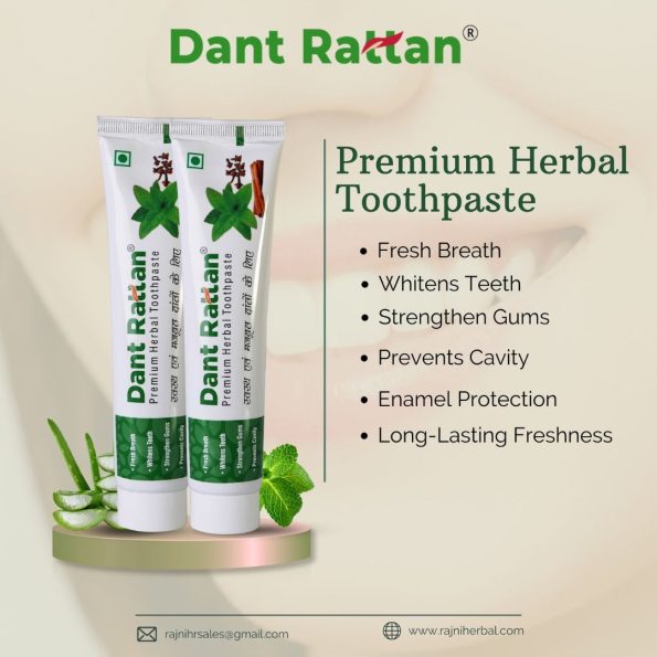 Pack of two herbal toothpastes for natural whitening and gum protection.