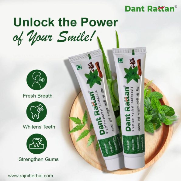 Pack of two herbal toothpastes for natural whitening and gum protection.