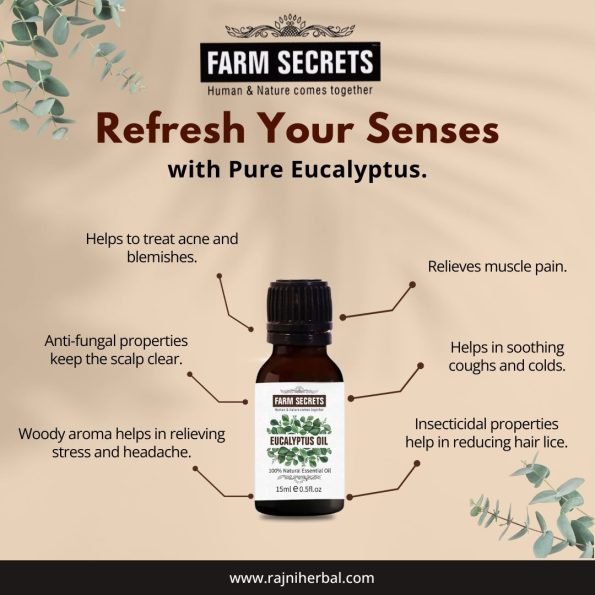 Farm Secrets Eucalyptus Oil 15ml bottle – Natural Herbal Essential Oil