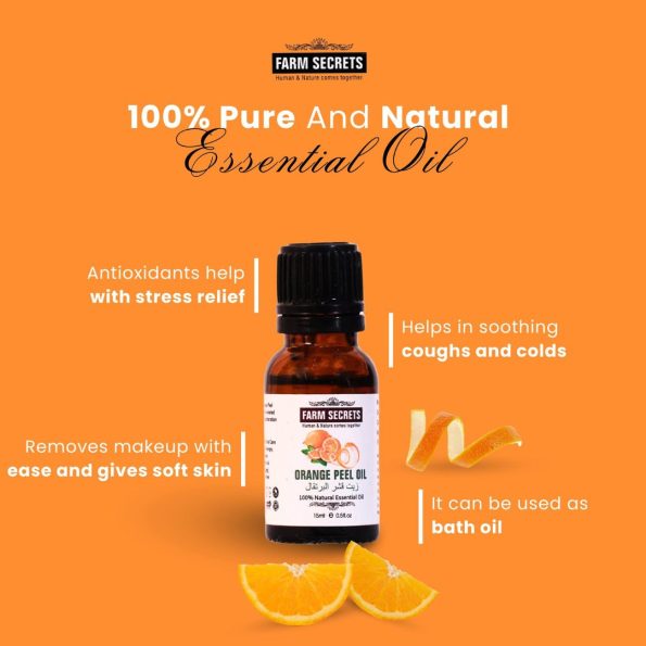 Farm Secrets Orange Peel Oil 15ml Pack of 2 – Natural Essential Oil for Skin, Hair, and Wellness