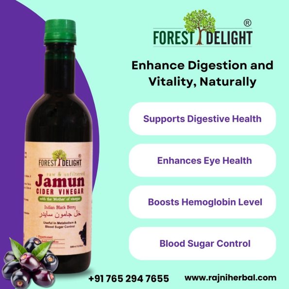 Jamun cider vinegar for blood sugar control and digestive health.