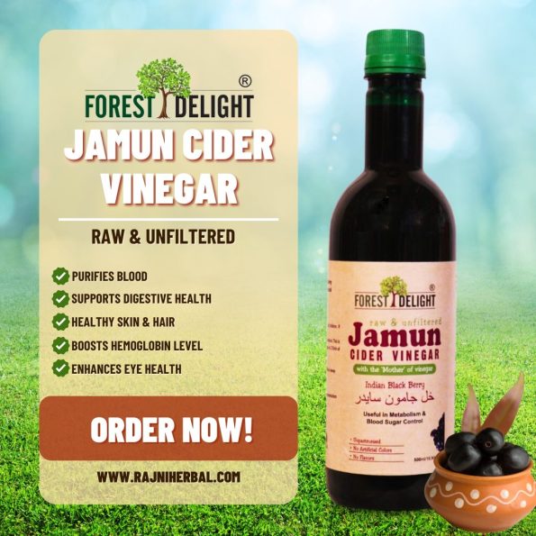 Jamun cider vinegar for blood sugar control and digestive health.