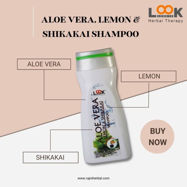 Aloe vera lemon shikakai shampoo and hair oil for hair growth and shine.