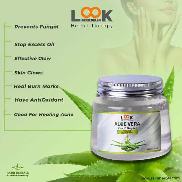 Look 18 Aloe Vera Face and Body Gel 220gm Pack of 2 for Hydration and Skin Nourishment