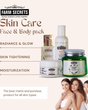 Farm Secrets AloeVera Face and Body Gel (220gm) + Body Lotion (100ml) + Purifying Face Wash (100ml) + Soothing Face Cream (100ml)