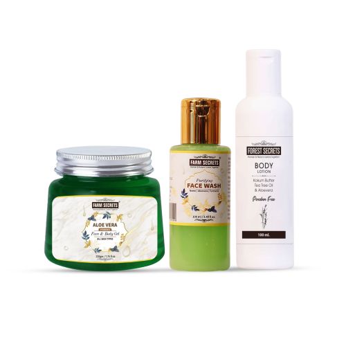 Farm Secrets AloeVera Face and Body Gel (220gm) + Body Lotion (100ml) + Purifying Face Wash (100ml)