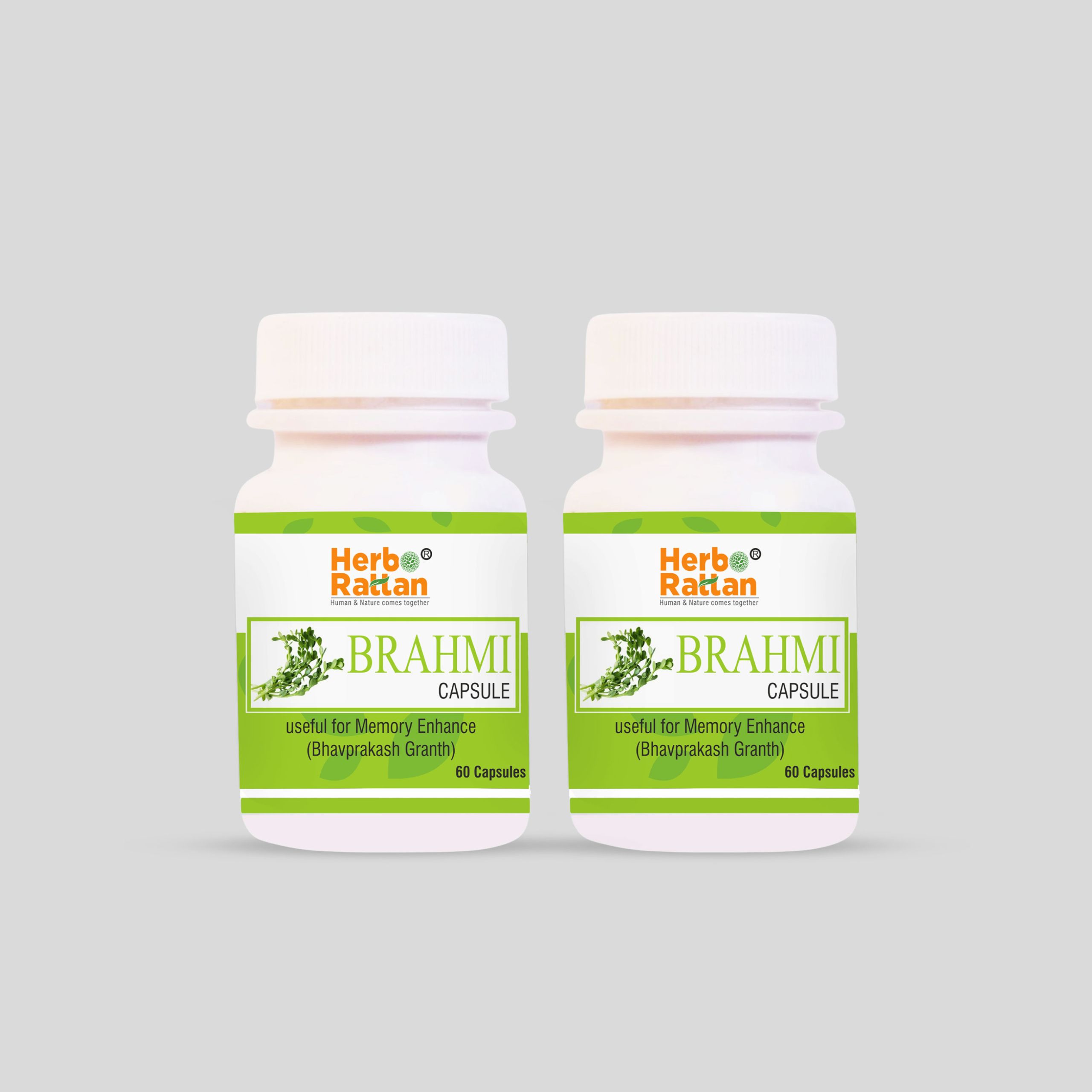 Herbo Rattan Brahmi Capsule 60 Capsules - Dual Pack for Brain Function Support