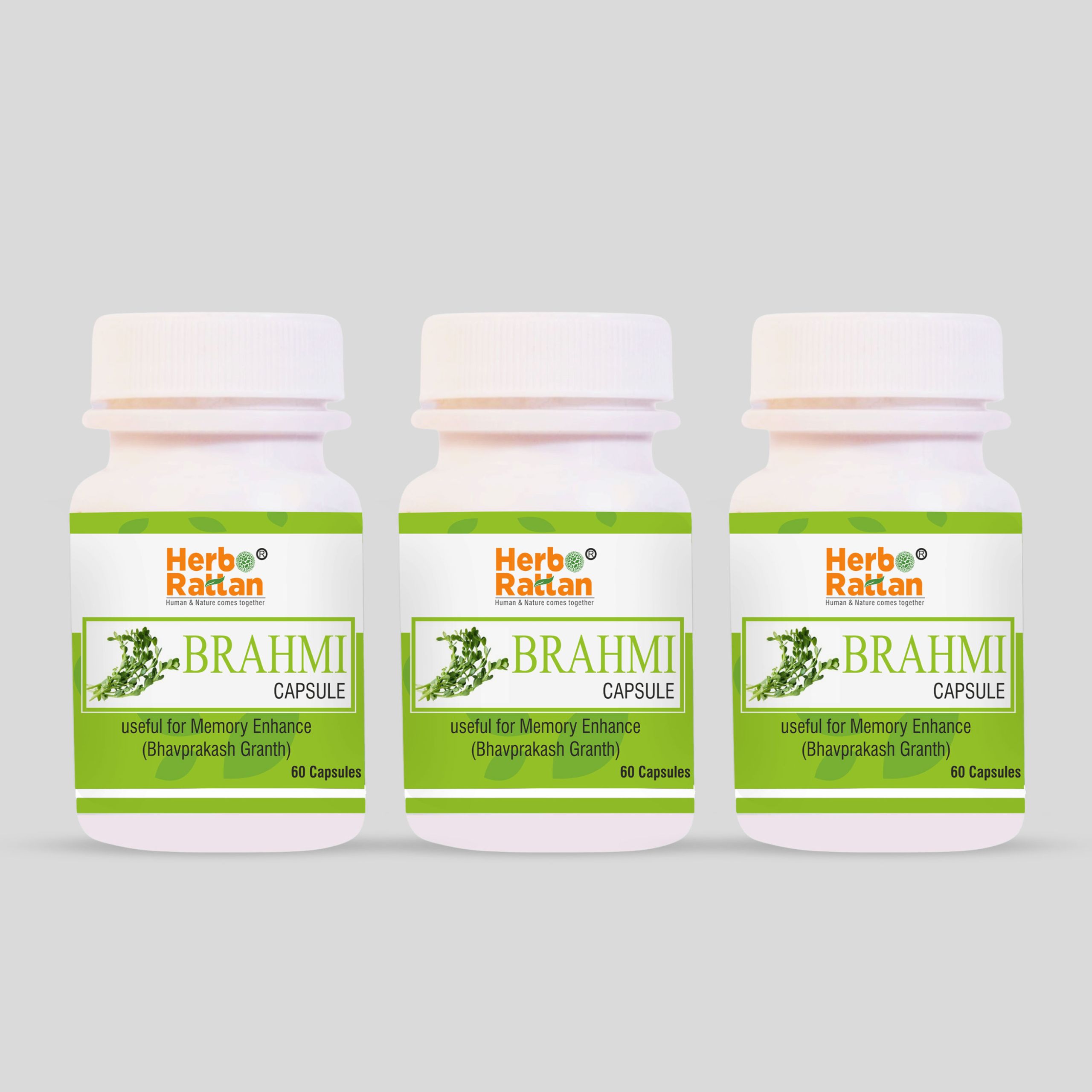 Herbo Rattan Brahmi Capsule 60 Capsules - Triple Pack for Mental Clarity