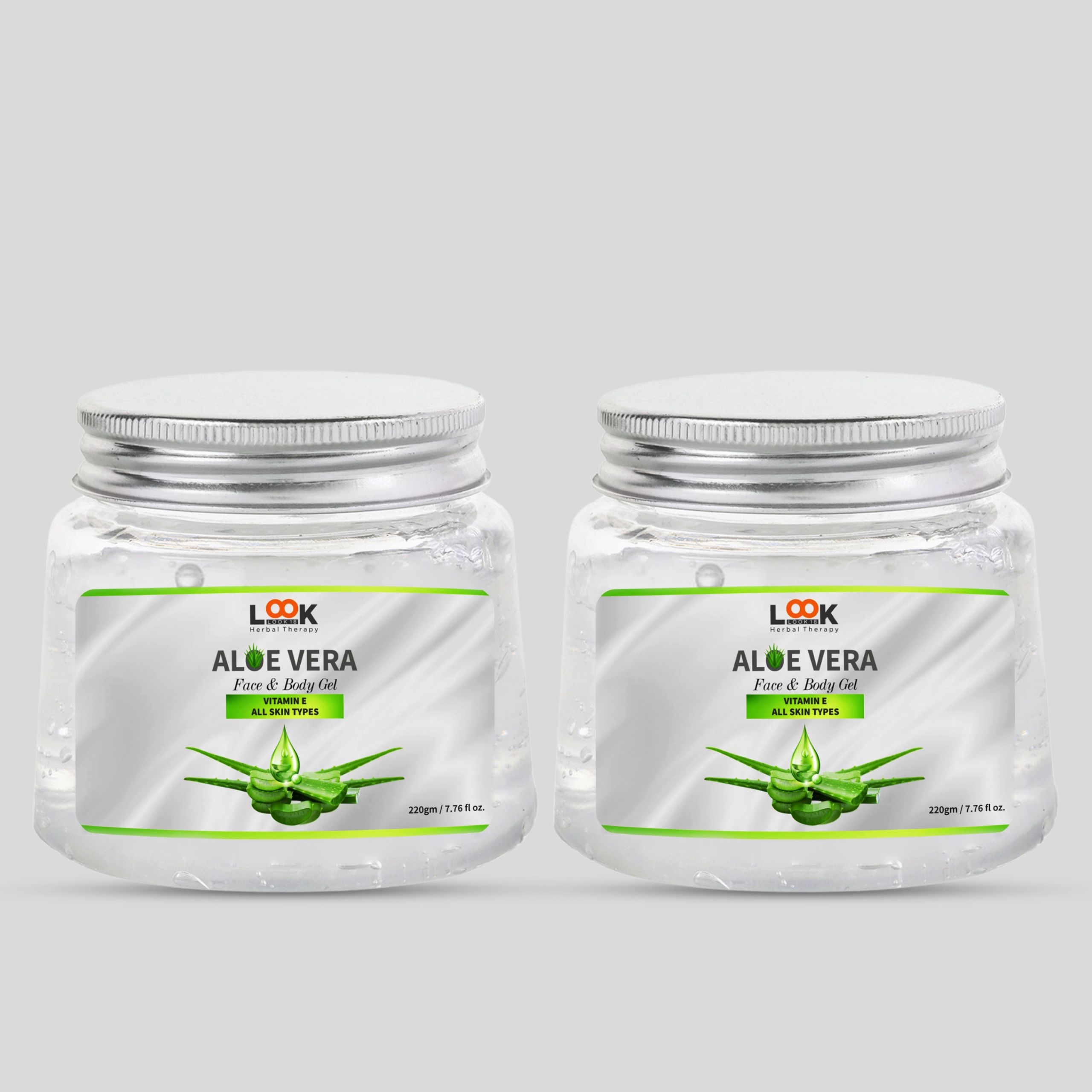 Look 18 Aloe Vera Face and Body Gel 220gm Pack of 2 for Hydration and Skin Nourishment