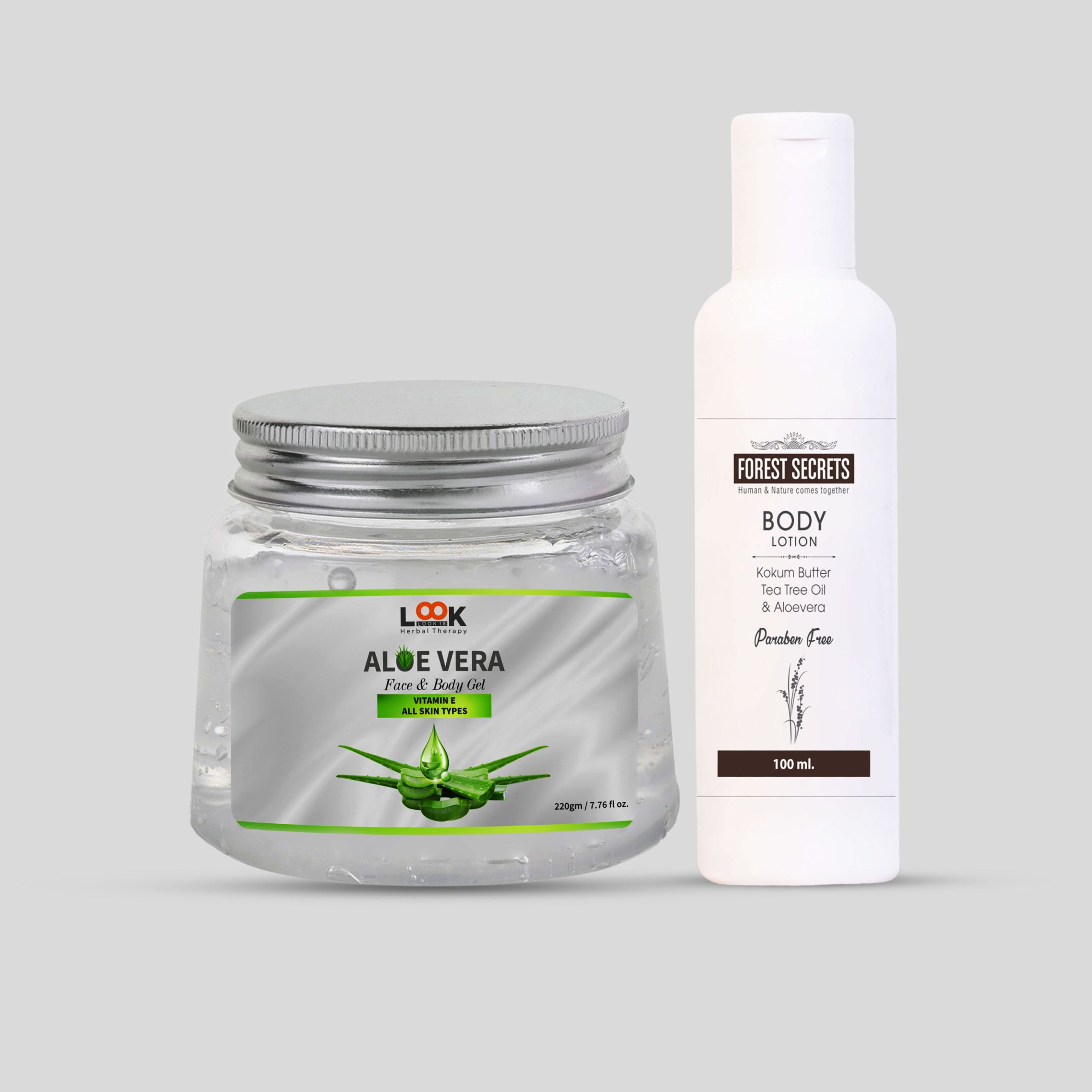 Look 18 Face and Body Gel 220gm and Farm Secrets Body Lotion 100ml Combo