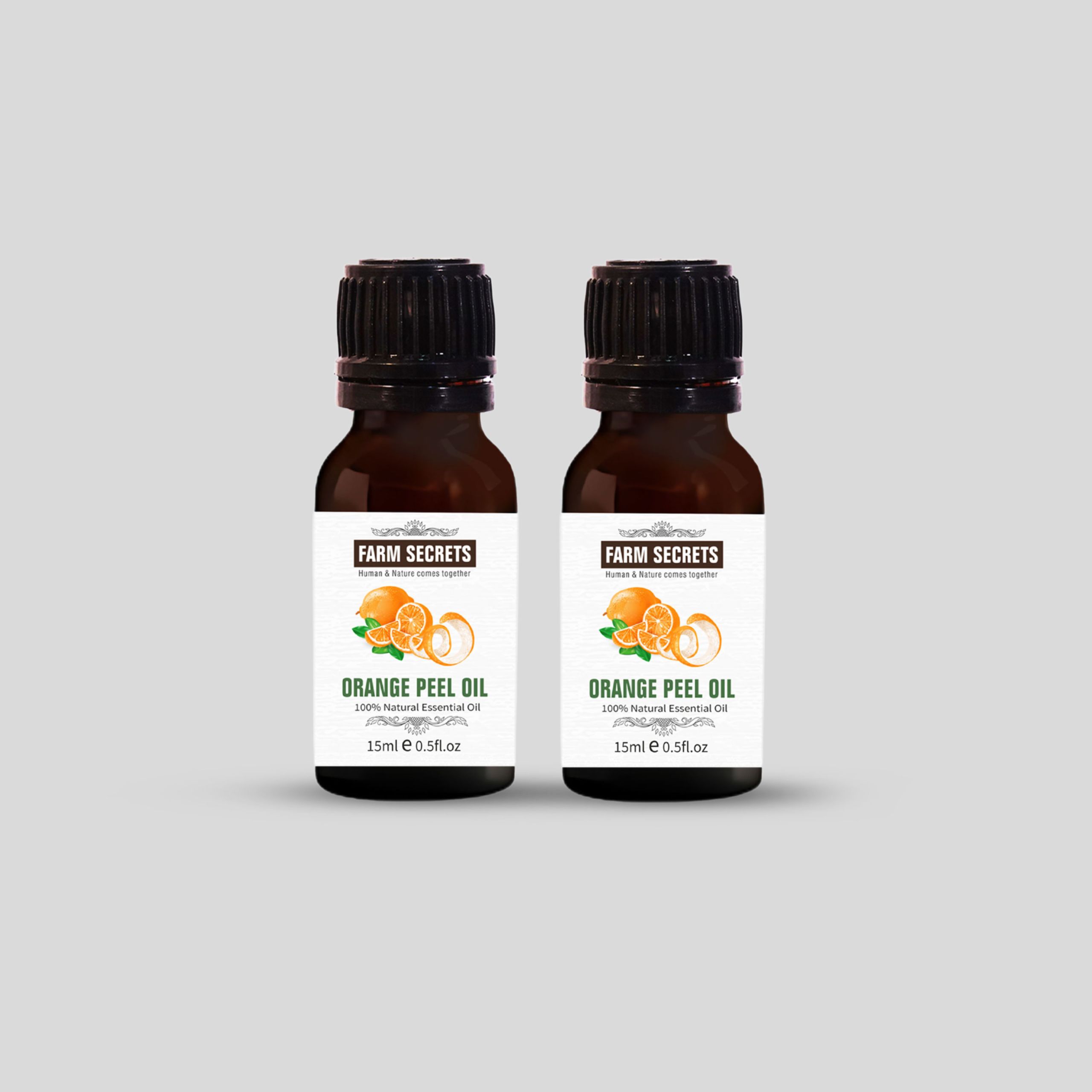 Farm Secrets Orange Peel Oil 15ml Pack of 2 – Natural Essential Oil for Skin, Hair, and Wellness