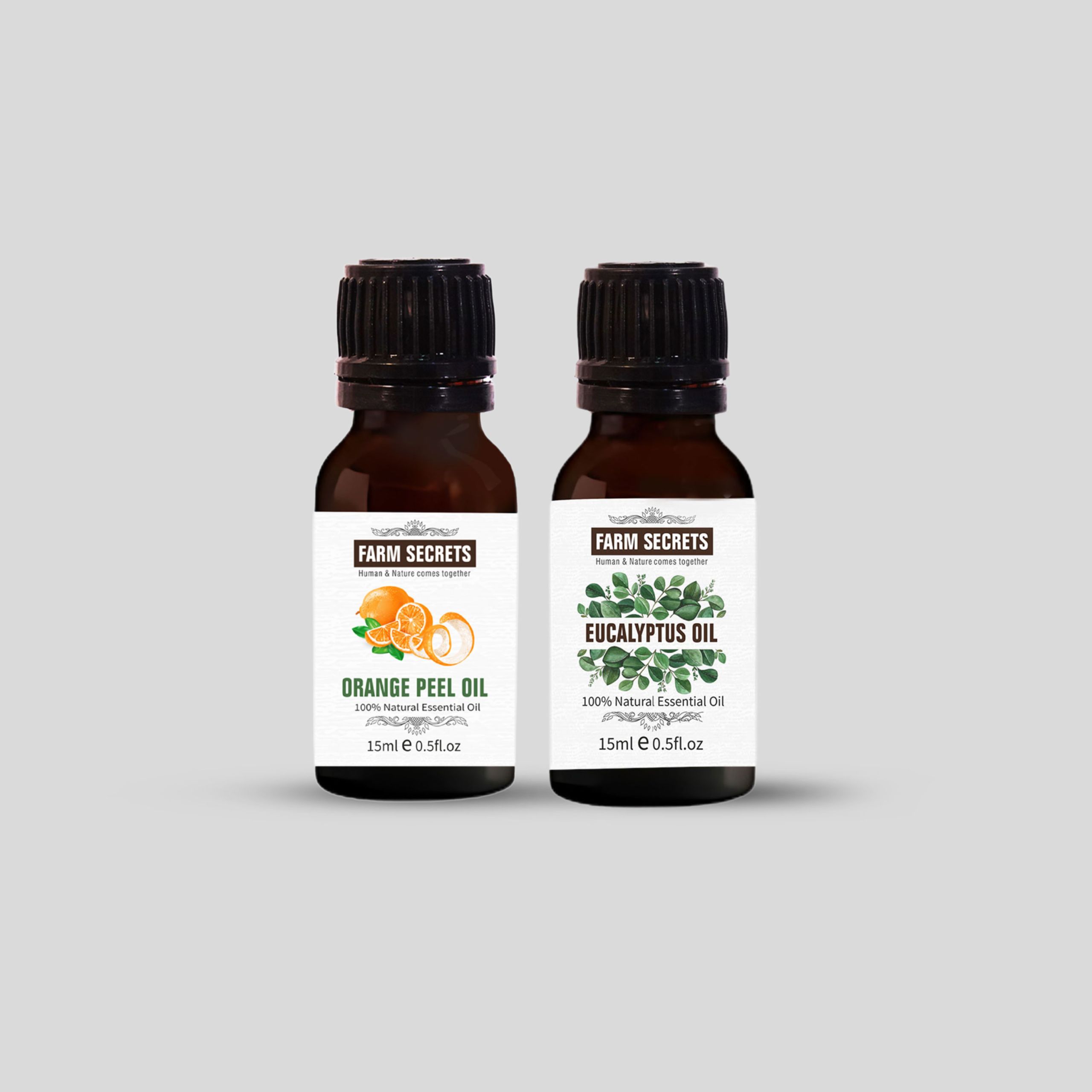 Farm Secrets Eucalyptus Oil 15ml and Orange Peel Oil 15ml Combo for Aromatherapy and Wellness