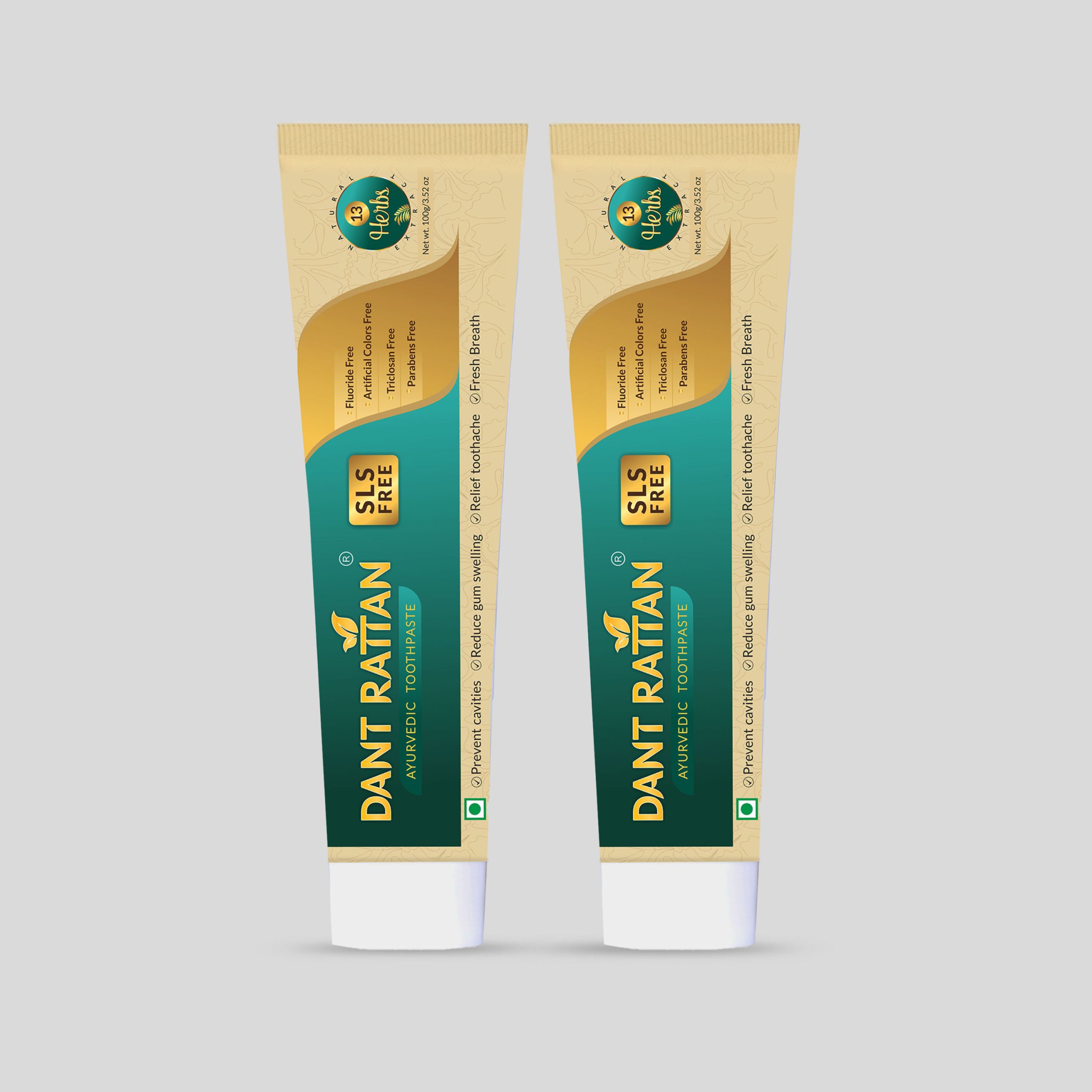 SLS-free herbal toothpaste pack for sensitive teeth and gum health.