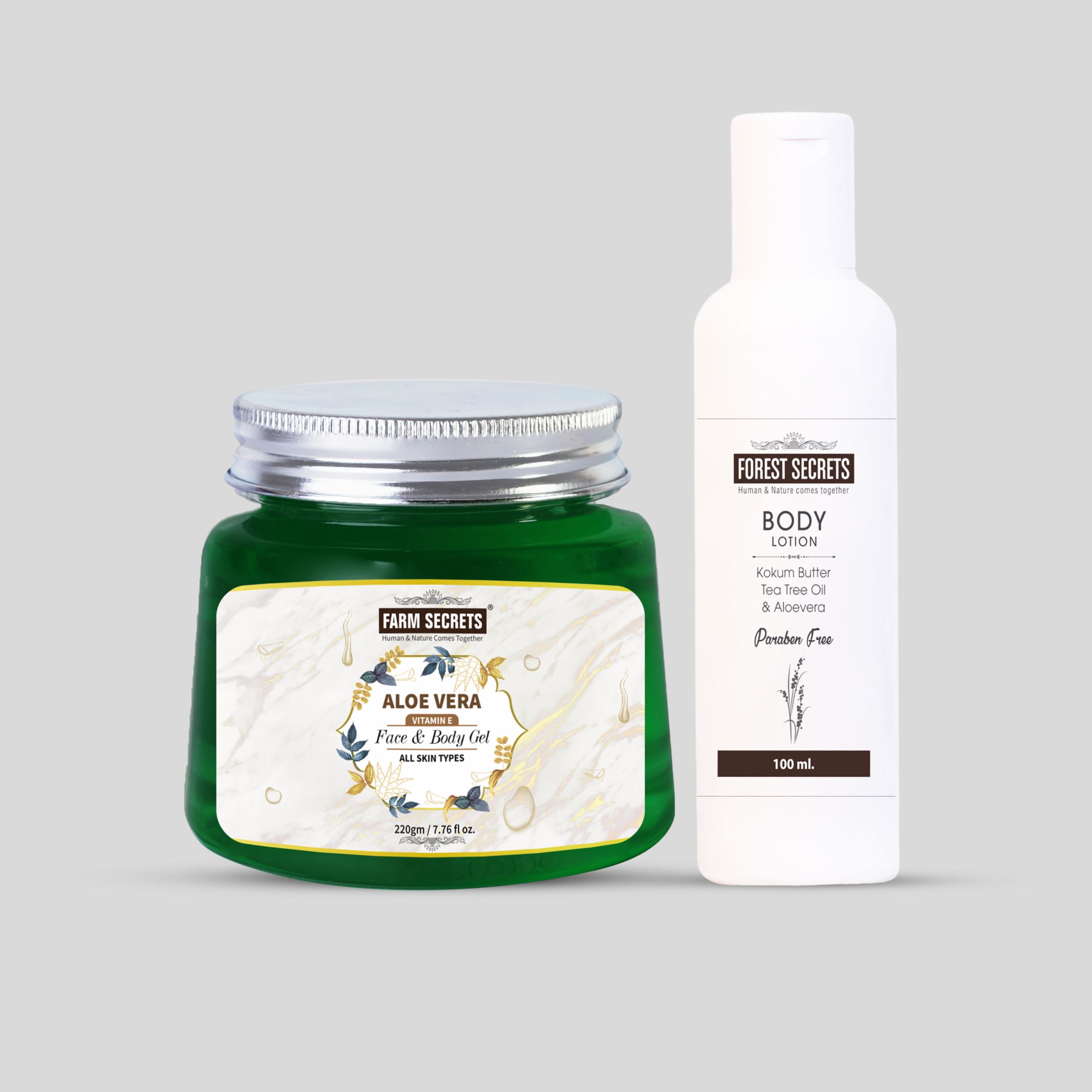 Aloe vera face and body gel with hydrating body lotion combo