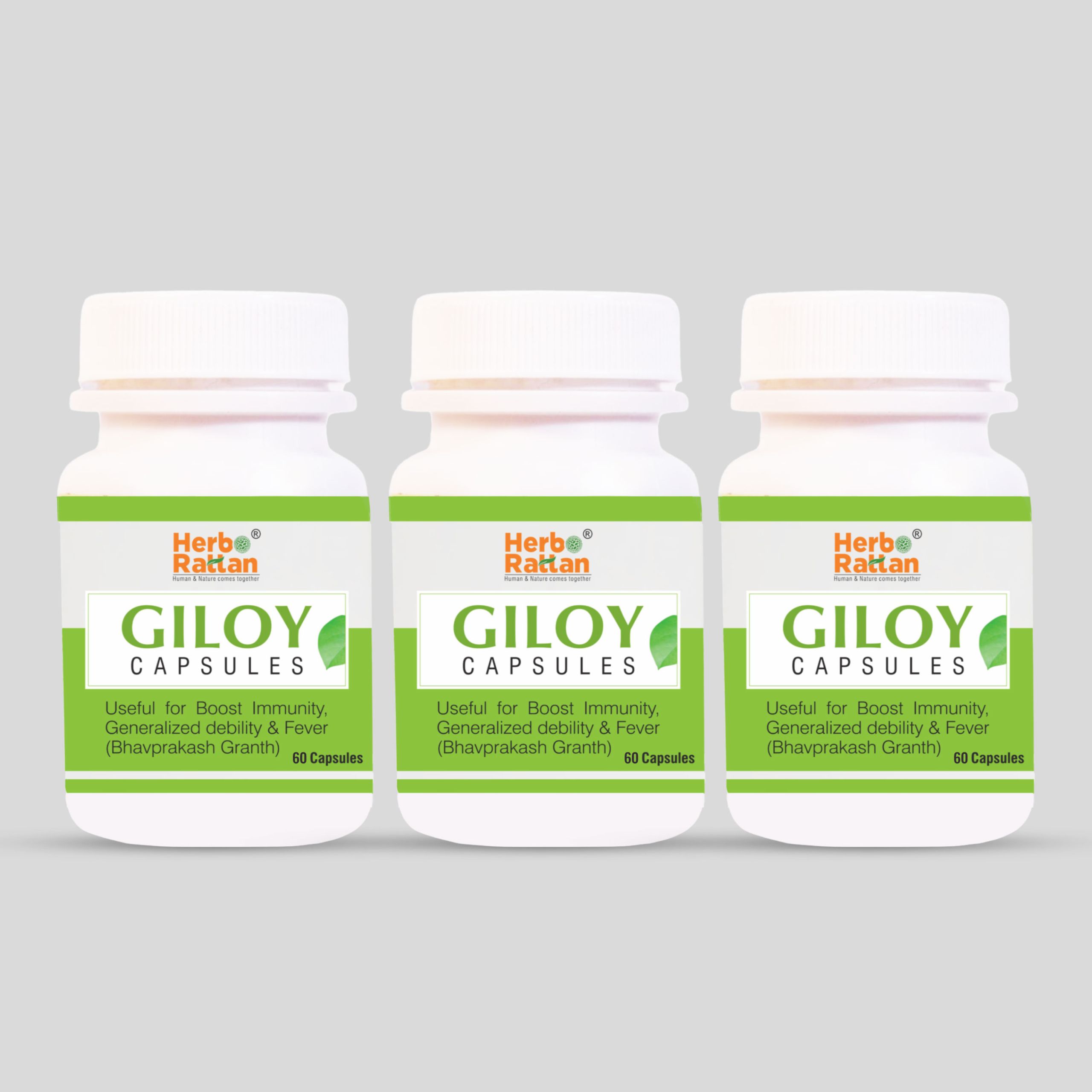 Three-pack of Herbo Rattan Giloy Capsules for Immune Health